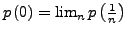$ p\left(0\right)=\lim_{n}p\left(\frac{1}{n}\right)$