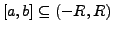 $ \left[a,b\right]\subseteq\left(-R,R\right)$