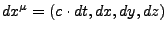 $ dx^{\mu}=\left(c\cdot dt,dx,dy,dz\right)$