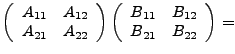 $\displaystyle \left(\begin{array}{cc}
A_{11} & A_{12}\\
A_{21} & A_{22}\end{ar...
...t)\left(\begin{array}{cc}
B_{11} & B_{12}\\
B_{21} & B_{22}\end{array}\right)=$
