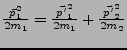 $ \frac{\vec{p}_{1}^{2}}{2m_{1}}=\frac{\vec{p'}_{1}^{2}}{2m_{1}}+\frac{\vec{p'}_{2}^{2}}{2m_{2}}$