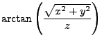 $\displaystyle \arctan\left(\frac{\sqrt{x^{2}+y^{2}}}{z}\right)$