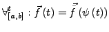 $\displaystyle \forall_{\left[a,b\right]}^{t}:\vec{f}\left(t\right)=\vec{\tilde{f}}\left(\psi\left(t\right)\right)$